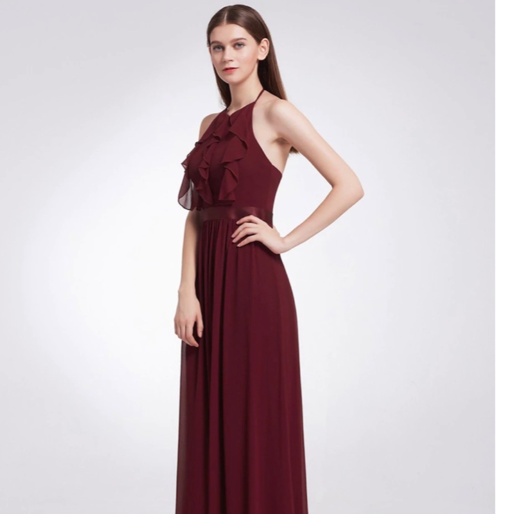 Halter Ruffles Adjustable Bridesmaids Dress